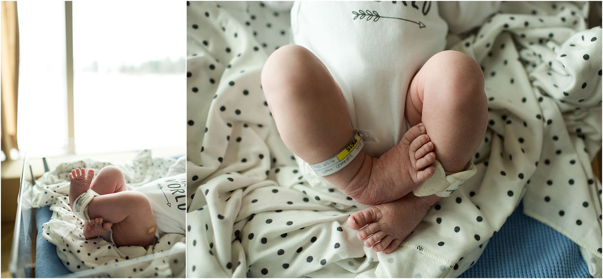 newborn toes with hospital bracelet