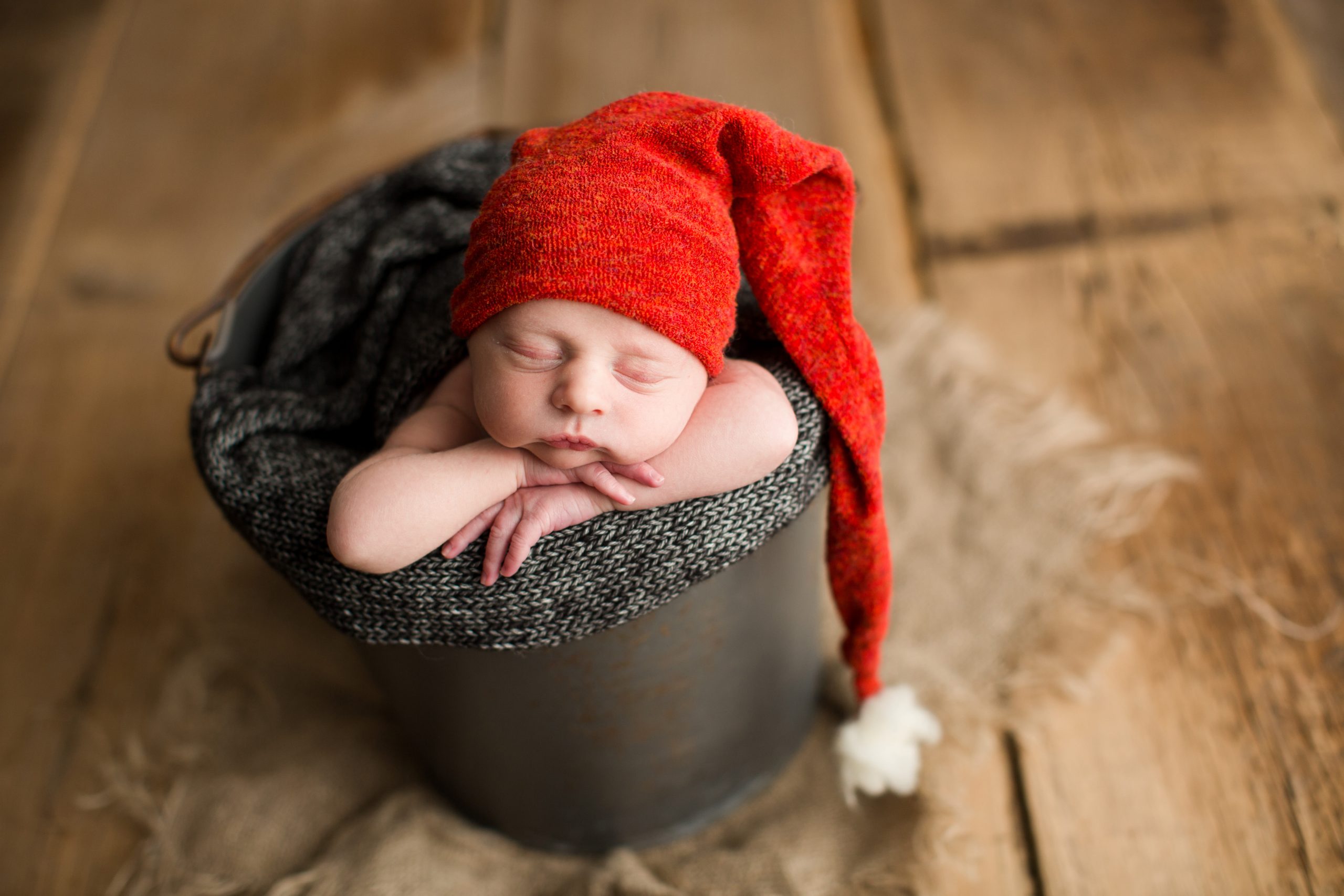 newborn baby boy with santa hat