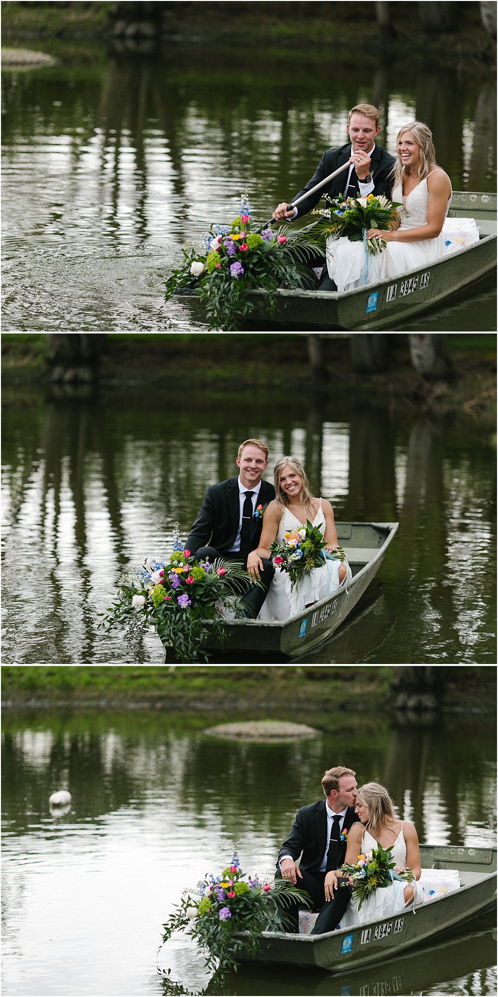 wedding couple boat ride