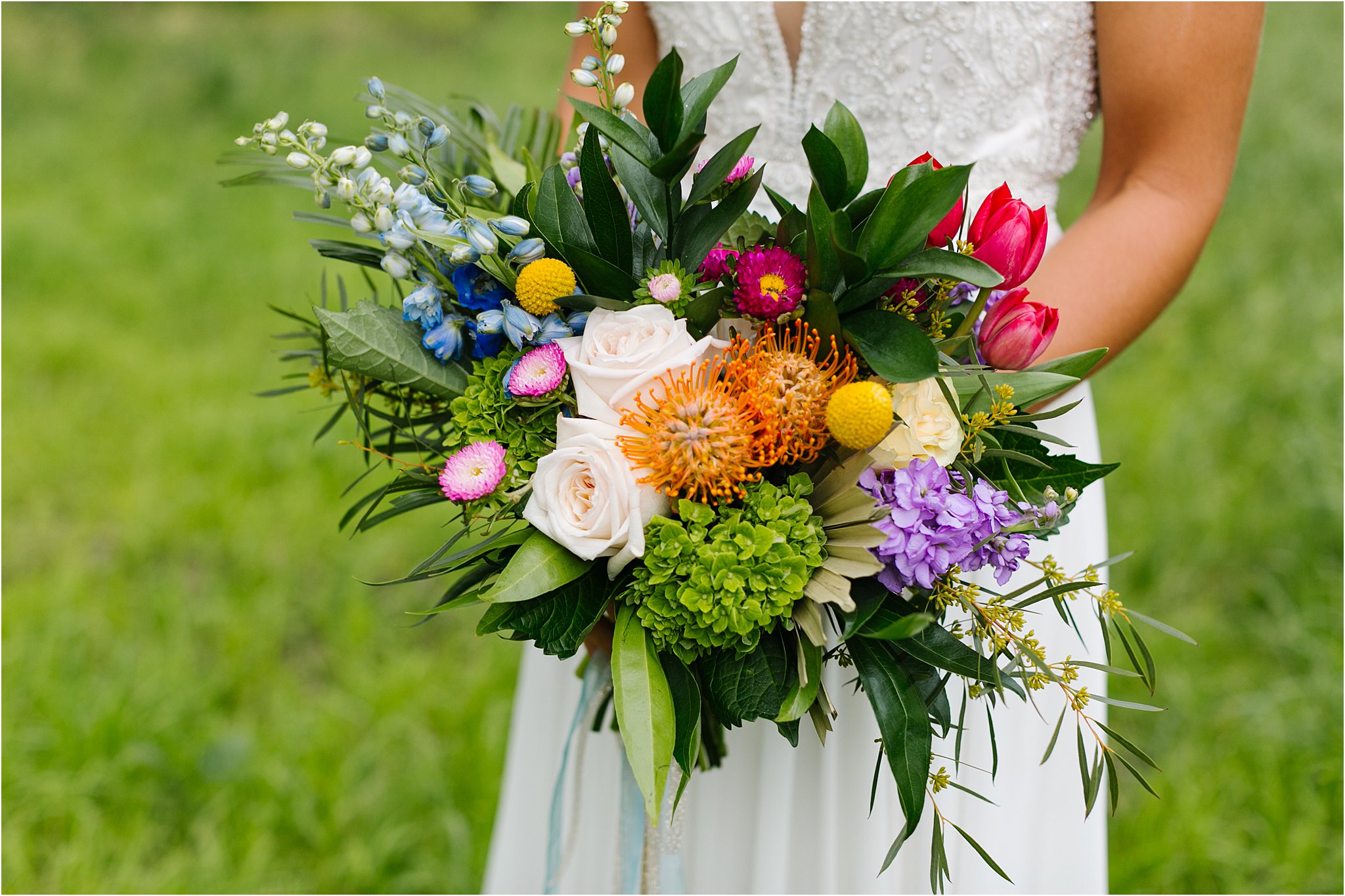 colorful bright wedding bouquet