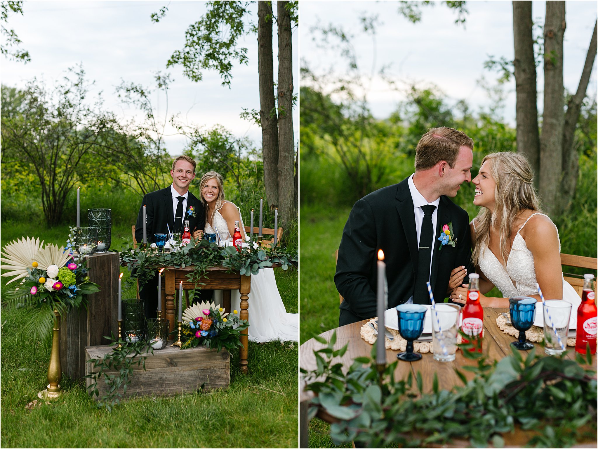 wedding couple sweetheart table outdoors