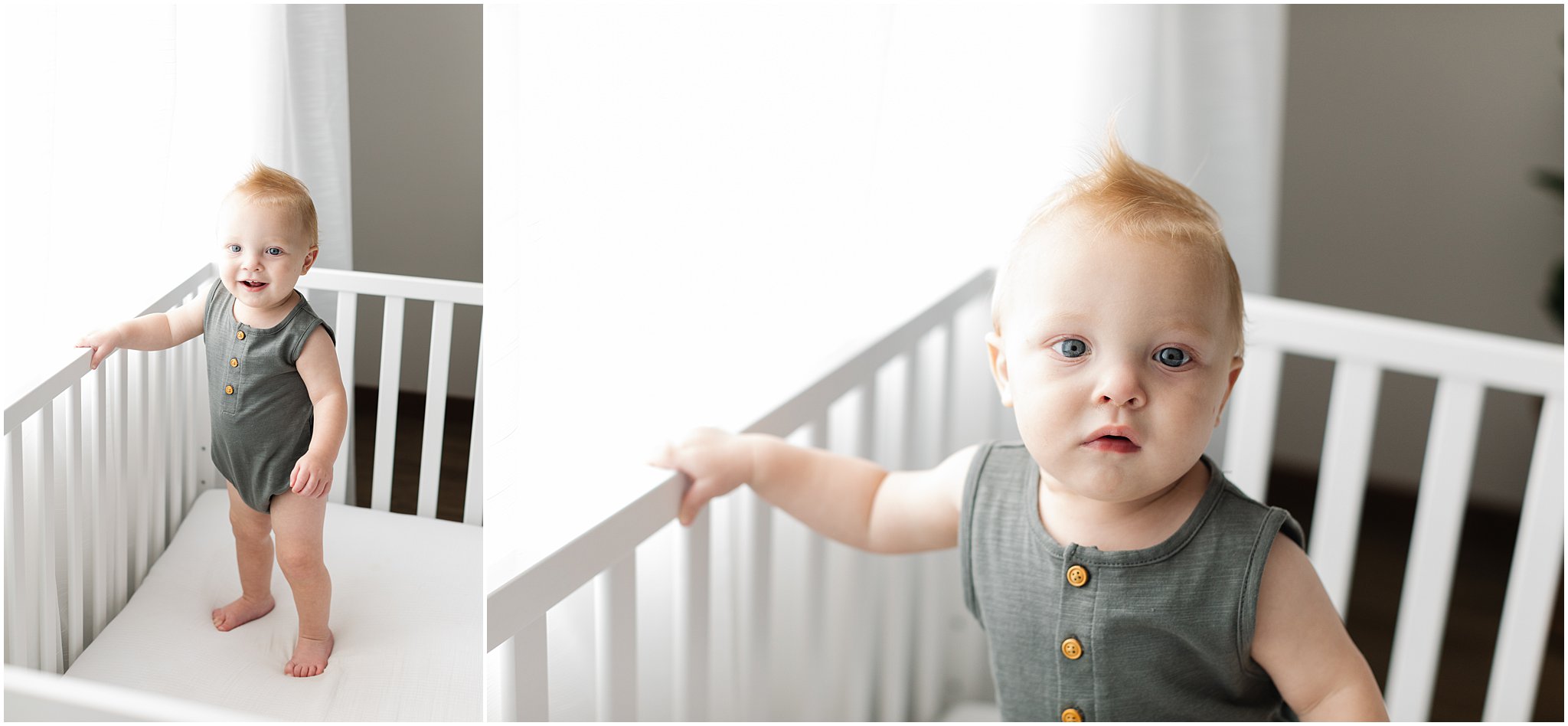 simple 1 year old baby boy in crib